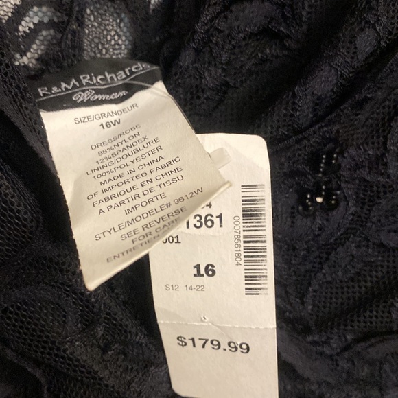 Black lace and beaded evening dress. 16W. All beading intact. Never worn. NWT. - Picture 4 of 6